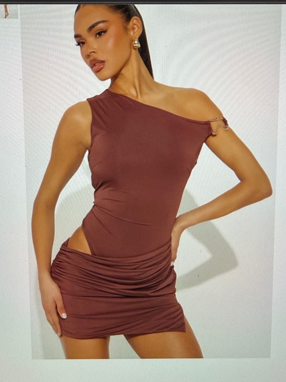 Asymmetrical One-Shoulder Ruched Mini Dress
